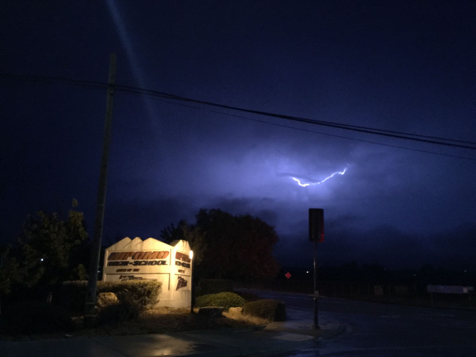 Lightning over Nipomo High School
